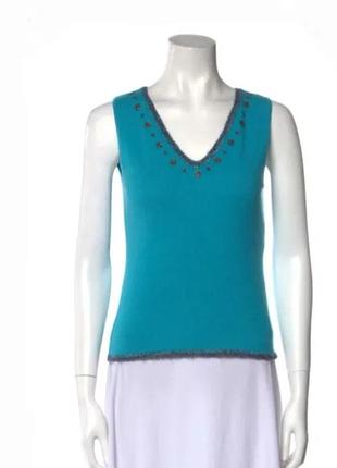 Escada кашемир xs s m 42 44 46 жилет безрукавка бирюза