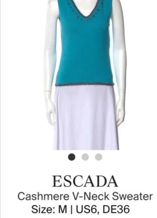 Escada кашемир топ xs s m 42 44 46 жилет безрукавка майка свитер бирюза5 фото