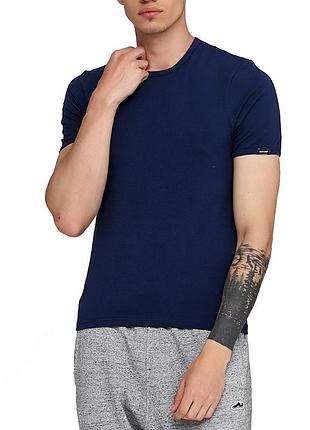 Мужская хлопковая синяя эластичная однотонная футболка cornette. cornette 532