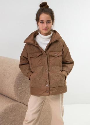 Демісезонна куртка плащівка+тедді для стильних дівчат