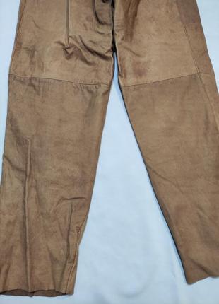 Стильные винтажные брюки mom из натуральной кожи8 фото