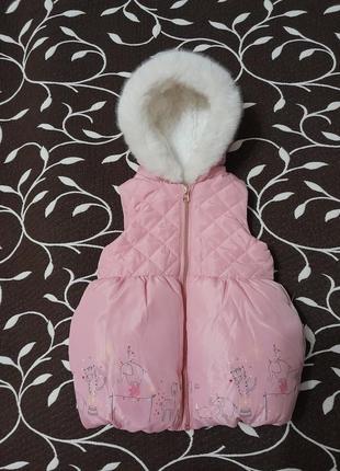 Жилетка на меху для девочки 1 года, фирмы mothercare.