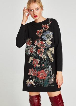 Zara платье мини туника цветочный принт /5856/3 фото