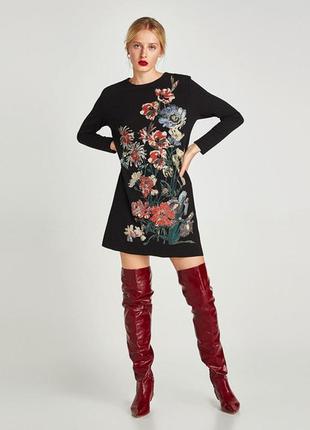 Zara платье мини туника цветочный принт /5856/1 фото