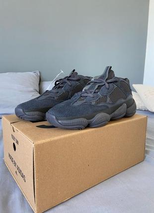 Кроссовки черные, замш/сетка adidas yeezy 500 utility black