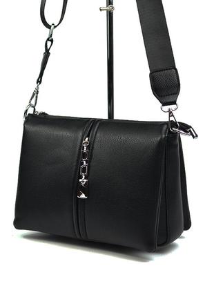 Сумочка клатч женская черная маленькая молодежная сумка кросс боди через плечо6 фото