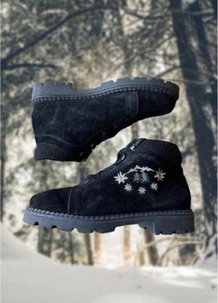 Зимние замшевые ботинки picnic черные1 фото