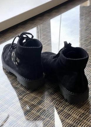 Зимние замшевые ботинки picnic черные6 фото