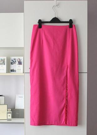 Розовая юбка-миди с льном от zara7 фото
