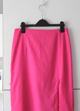 Розовая юбка-миди с льном от zara8 фото