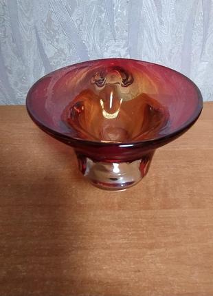Ваза,конфетница,красное стекло.
