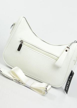Сумка багет білого кольору через плече, біла жіноча маленька молодіжна міні сумка крос боді8 фото