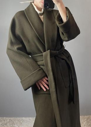 Новое шерстяное пальто халат на запах zara