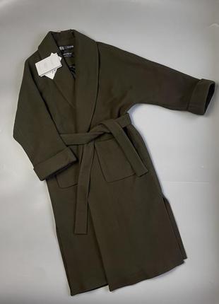 Новое шерстяное пальто халат на запах zara3 фото