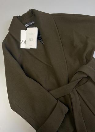 Новое шерстяное пальто халат на запах zara4 фото