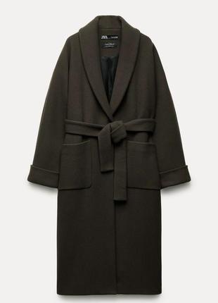 Новое шерстяное пальто халат на запах zara6 фото