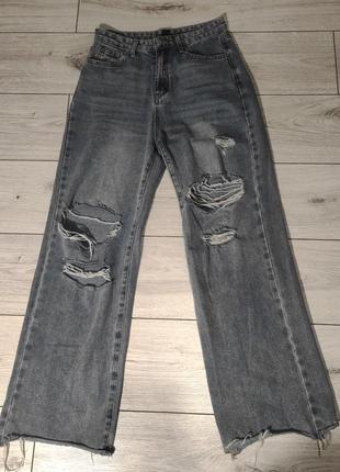 Широкие рваные джинсы / джинсы палаццо  y2k1 фото