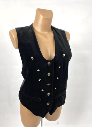 Жилетка оксамитова, чорний, бавовна
