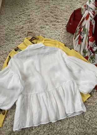 Шикарная белоснежная блуза оверсайз с обьемными рукавами,zara,p.s-l6 фото
