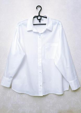 100% хлопок удлинённая белая рубашка оверсайз рубашка свободного кроя4 фото