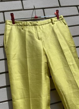 Шелковые золотистые желтые брюки с карманами италия true royal