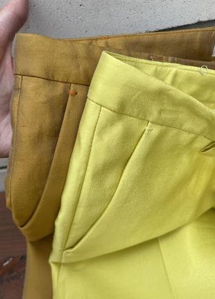 Шелковые золотистые желтые брюки с карманами италия true royal7 фото