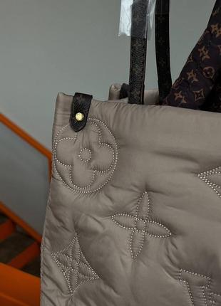 Louis vuitton puff onthego gm beige, жіноча сумка, женская сумка, шоппер7 фото