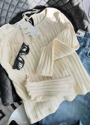 Ребристая трикотажная блуза в рубчик бренда mango8 фото