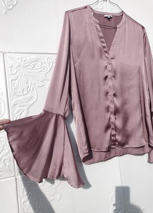 Элегантная сиренево розовая блуза рубашка moddison3 фото