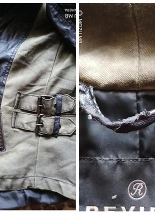 (356) отличная комбинированная кожаная куртка /косуха review/размер  м8 фото
