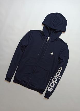 Кофта спортивная зип худи женское тёмно-синее adidas размер - м