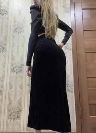 Грузовая велюровая юбка с разрезом2 фото