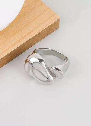 Кольцо асимметричное покрытие серебра 9252 фото