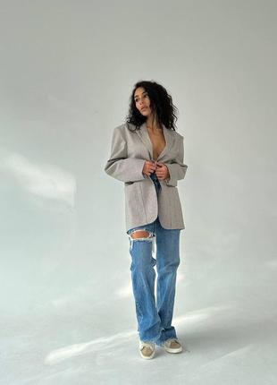 Стильный пиджак оверсайз в клетку с карманами, женский пиджак oversize3 фото