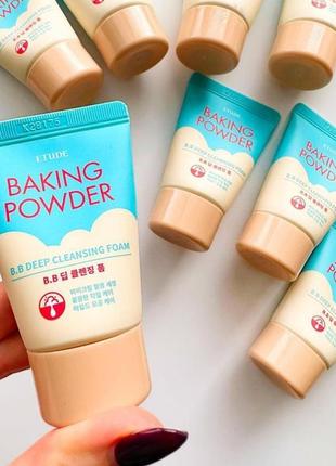 💦пенка для умывания с содой и цитрусами etude house baking powder b.b. deep cleansing foam, 30 ml