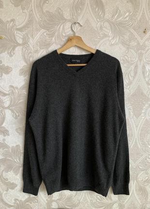 Сіра структурна кашемірова кофта светр світшот лонгслів пуловер джемпер enrico rosselli uomo оригінал