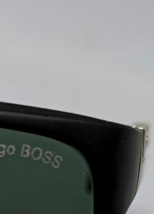 Очки в стиле hugo boss мужские солнцезащитные черные матовые линзы стекло10 фото