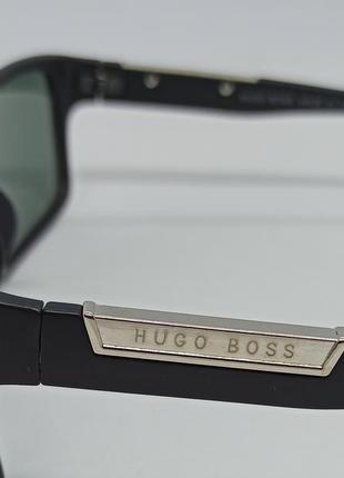 Очки в стиле hugo boss мужские солнцезащитные черные матовые линзы стекло5 фото