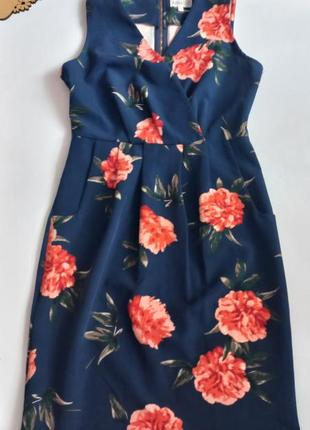 Сукня плаття синє міді 48 46 розмір офісне бюстьє3 фото