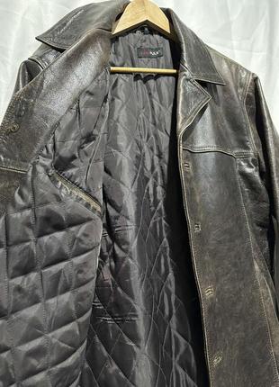 Куртка коричневая кожаная винтажная курточка пиджак натуральная кожа4 фото