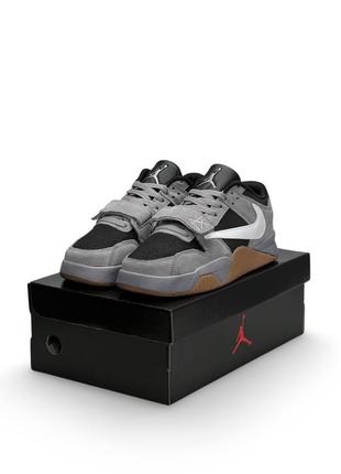 Чоловічі кросівки nike air jordan x travis scott “cut the check” gray white gum9 фото