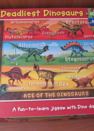 Пазлы "ravensburger" 60 шт. " deadliest dinosaurs " комплект на 4+ лет