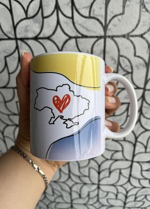 Чашка карта украины, с сердцем и надписью3 фото