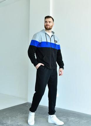 Трикотажный спортивный костюм, черный/синий, 333, гг 48-663 фото