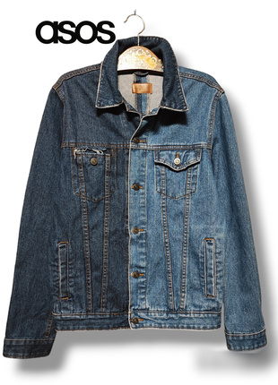 Стильная джинсовая куртка двухцветная джинсовка джинсовый пиджак жакет1 фото