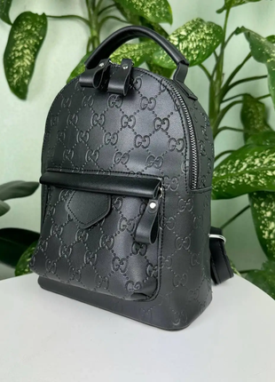 Женский черный стильный городской повседневный рюкзак ранець женская кожаная черная сумка 2 в 13 фото