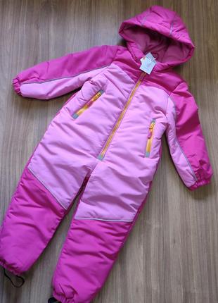 Утепленный зимний комбинезон 98 размер розовый гибискус2 фото