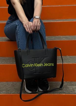 Calvin klein tote bag black yellow