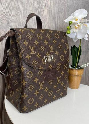 Качественный женский рюкзак сумка стиль люи витон коричневый, сумка-рюкзак трансформер 10652 фото