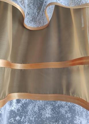 Тюль аркой с отделкой бежевого цвета 280*165 см белая арочная занавеска для кухни